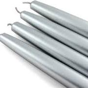 Metallic Silver Taper Candle