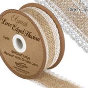 Eleganza Lace Edge Hessian 36mm  5yards Natural White