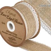 Eleganza Lace Edge Hessian 50mm  5yards Natural White