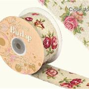 Burlap Frayed Edge Vintage Rose 50mm x 10m